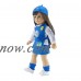 18 Inch Doll Clothes | Daisy Girl Scout-Inspired Outfit, Includes Blue Skirt, LS White T-Shirt with Daisy Print, Blue Tunic with Embroidered Patches, Matching Hat and Socks | Fits American Girl Dolls   